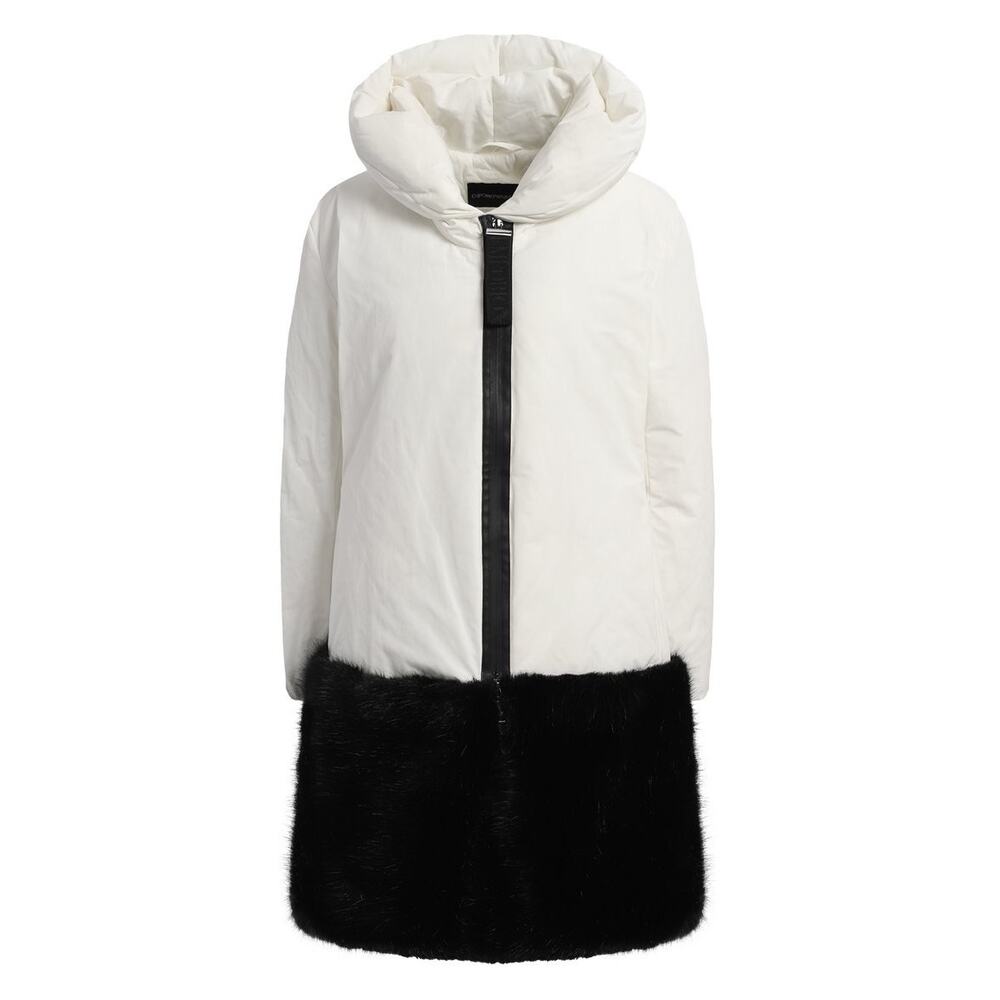 Emporio Armani NWT White Puffer Faux Fur Trim Coat Women M